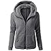 Produktbild Damen Hoodie Kapuzenjacke, Rovinci Frauen Mode Teddy-Fleece Einfarbig Langarm Sweatjacke Warme Fleecejacke Pullover Langarmshirt Tops Bluse Herbst Winter ZipTaschen Lange Ärmel Outerwear Sweatshirt