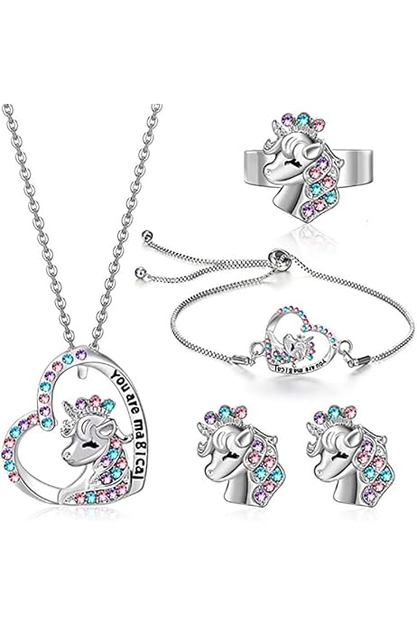 Bolsos Niña Juego De Joyas De Unicornio Para Niñas Collar