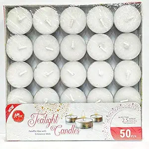 Pan Aromas White Tealight Candle (Unscented), 50 Pack