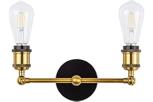 HTRUIYATY Lámparas De Pared Aplique Vintage E27 De Latón Ajustable Aplique de interior Industrial De Pared Per Dormitorio Bar Restaurantes-Lámpara Doble