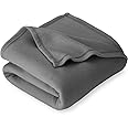 VAS COLLECTIONS 300 TC All Season Solid/Plain Light Weight Polar Fleece Double Bed Blanket (230 x 230 cm, Grey, Skin Friendly)