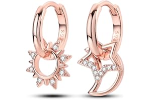 KUNSIR 925 Silver Earrings Womenz Hoop Earrings Hypoallergenic 1 Pair Bright Star River Earrings Best Gift for Women 14k Gold Earrings