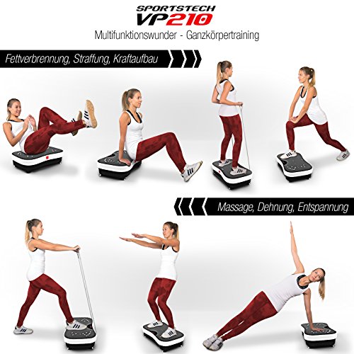 Sportstech Vibrationsplatte VP210 mit Bluetooth, Oszillationstechnologie für zu Hause, Magnet Fußreflexzonenmassage Funktion, Trainingsbändern + Fernbedienung + Lautsprecher im Vibrationsgerät - 6