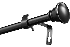 VIOREMOS Black Curtain Rail, Extendable Curtain Poles 67-227cm, Stainless Steel Curtain Rod for Living Room, Bedroom, Outdoor Balcony(Ø 16mm)