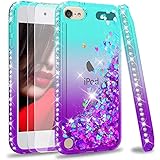 LeYi Case for iPod Touch 7th / 6th / 5th Gen with Glass Screen Protector [2 pack], Glitter Liquid Luxury Clear TPU Silicone S