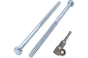 SKIR'CO (15 piezas) Tornillos hexagonales de acero galvanizado DIN 571 para madera, M8 x 150 mm, tornillos de coach, tornillos hexagonales, tornillos de retardo (con broca hexagonal magnética)