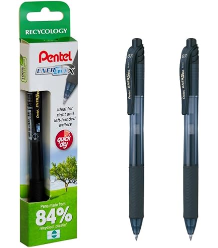 Pentel EnerGel Refill 0.7 Mm Punta In Metallo - 2 Ricariche Inchiostro Nero Per BL77/BL57/BL37