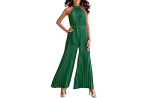Odizli Damen Elegant Sexy Ärmellos Neckholder Sommer Overall Festlich Hochzeit Lang Jumpsuit