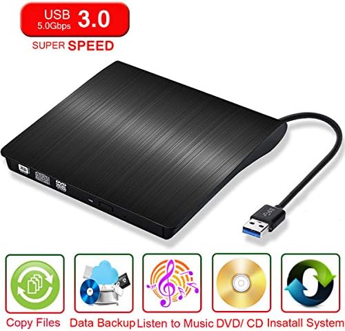 【New Version】Glunlun External DVD CD Burner Drive, Portable USB DVD CD RW Writer CD-RW / DVD-RW Player for MacBook Air, Macbook Pro, Mac OS, PC Laptop