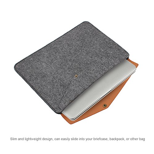 Arvok 15-15 6 Zoll MacBook Pro Vintage Envelope Dunkelgrau Laptoph  lle Notebooktasche Laptoptasche Filz   Leder Mit Extra Ladeger  t Tasche Schutzh  