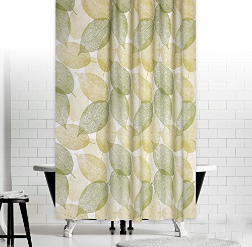 TEXTIL DUSCHVORHANG 240x180 CM BLÄTTERMEER WEISS GRÜN INKL. QUALITÄTSRINGE 240 x 180 cm!