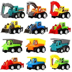 FunBlast Set of 12 Toy Vehicles - Push and Go Crawling Toy, Mini Truck Toy Kit Set, Toy Car for Kids