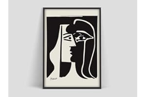 HJGB Affiche Pablo Picasso Noir Blanc ， Art Exposition Impression, Affiche Impression Picasso, Famille sans Cadre décoratif Toile Peinture V 30x40cm