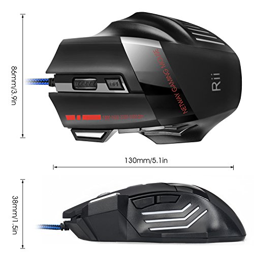 Rat  n Pro Gamer Rii   5500 DPI  7 botones  LED   ptico  con cable para jugadores