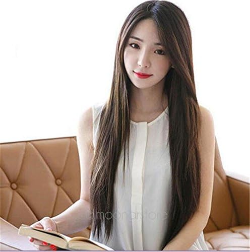 SuperWigy® Fashion Cute Girls' 26" Long Straight Heat Friendly Hair No Bangs Party Wig (Dark Brown)