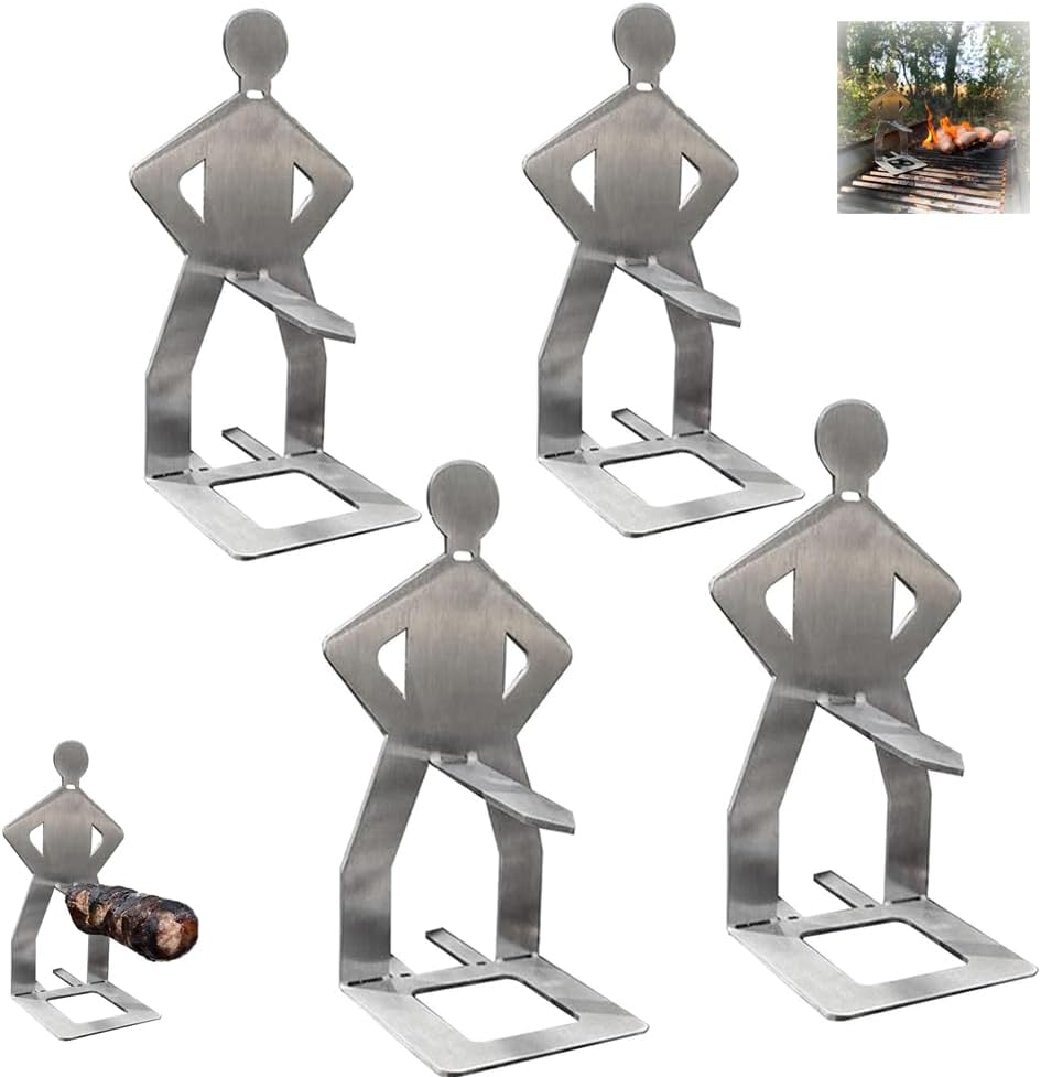 Soporte para salchichas de barbacoa de acero inoxidable, estante creativo para barbacoa de salchichas, estante portátil para asar perros calientes, estante para salchichas para acampar al aire libre,