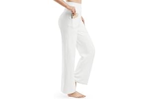 Promover Femmes Pantalons de Yoga Sport Bootcut Lounge avec Poches Lâche Bootleg Sports Gym Leggings Survêtement Décontracté Bas De Course Pantalon De Jogging Jambe Droite Petit/Régulier/Grand