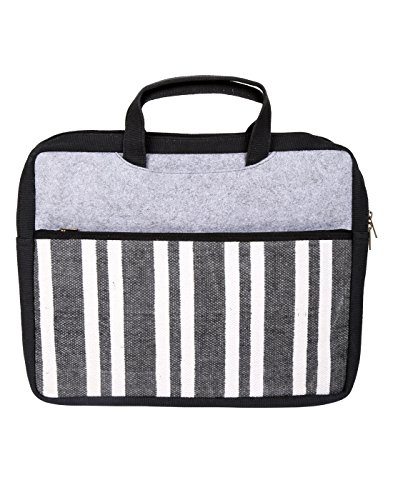 Preisvergleich Produktbild Modisch Gedruckt Baumwolle Laptop tasche Schwarz Gestreift Von Rajrang