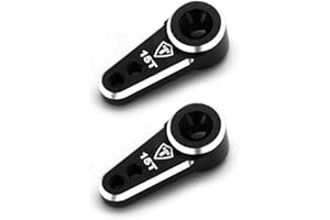 TREAL FCX24 Servo Horn 15T, Aluminum 7075 Servo Arm (2P) Compatible with EMAX Servo for FMS 1/24 FCX24 (Black)