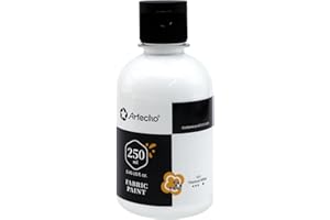 Atecho Weiß Textilfarbe waschmaschinenfest, waschfeste Stoffmalfarben (250ml) in Flaschen mit Pinseln, Vorlagen, wasserfeste Stofffarben für Kinder auf T-Shirt, Schuhe, Jeans, Tasche, Kleidung