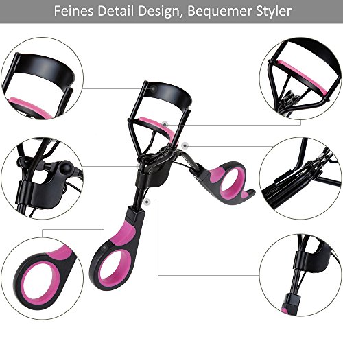 Rovtop Edelstahl Wimpernzange Wimpernformer mit 5 Ersatzsilikonmatte perfekt für geschwungene Wimpern - 4