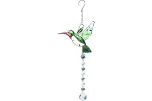 ‎DRAGONX2 Kolibri Deko Kristall SonnenfäNger Ornament SonnenfäNger Kristall SonnenfäNger FüR Den Garten Vogel Fensteraufkleber Zum Schutz Gegen Vogelschlag FüR Zuhause, Windows, Gartendekoration, 42cm (Grün)