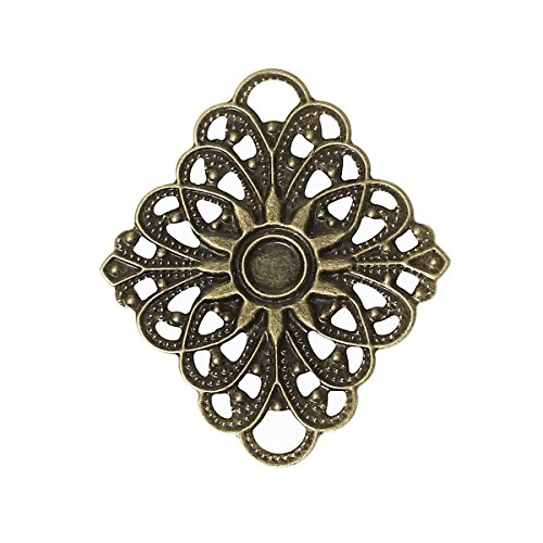 4 Verzierungen / Ornamente - Raute, 4,7 x 4,0 cm, antikmessing