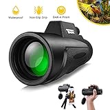 BAK4-Prisma mit hoher Lichtdurchlässigkeit: Bak-4-Prismen mit volloptischem, mehrschichtigem, breitbandigem, grünem Film und vollvergüteter Optik garantieren überragende Lichtdurchlässigkeit und Helligkeit, Die Lichtdurchlässigkeit beträgt bis zu 99,5%, selbst wenn Sie lange zuschauen, wird Ihnen nicht schwindelig. Dieses leistungsstarke Monokularteleskop bietet auch Nachtsicht bei schlechten Lichtverhältnissen, unterstützt Sie beim Sehen bei schlechten Lichtverhältnissen (kann nicht für Nachtsi