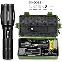 Torcia elettrica L2 LED di aggiornamento T6, lampada LED Ledeak CREE 1200 Lumens, 5 modi torcia tattica impermeabile Zoomable con caricatore USB, 18650 batteria ricaricabile, manubrio ciclismo