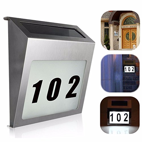 Solar Hausnummer, LED Esotec Solar Hausnummernleuchte, Solarleuchte mit Hausnummer  mit Edelstahl Material und Hochleistungs wasserdicht Grad