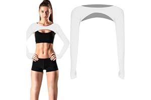 CATOR Armstulpen Damen, UV-Schutz Bolero, Uv Schutz Kühlende Arm Sleeve, Kurze Sonnenschutzoberteile, Kühlschal Armmanschettes mit Fingerlöchern, Fingerlose Handschuhe Ärmel (Weiß)