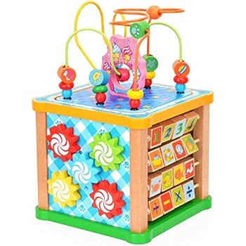 zany zoo wooden activity cube