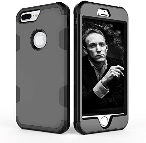 iPhone 7 Plus Case,HAVE1SEE Shockproof Rugged Border Hybrid Rubber Hard Cover Protection Proof Contrast Color Case for iPhone 7 Plus Black