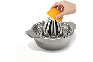JIEDDEY Lemon Squeezer,Stainless Steel Fruit Hand Press Juice Citrus Lemon Juicer with Strainer＆ 350ML Container Manual Lemon Slice Squeezer Fruit Juicer for Squeezing Lemon Fruit Juice
