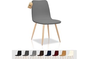 FIGOOO Fundas para Sillas Pack 6 Elásticas Fundas Sillas de Comedor Redondas Escandinavas Antimanchas Moderna Cubre Funda de Silla Ajustables Fundas Protectoras para Sillas de Cocina(Gris,6pcs)