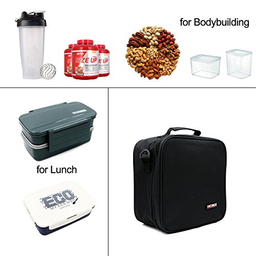 KOSOX Oxford Insulated Lunch Tasche/ Kühltasche / Picknick/ mit Schulterriemen(Schwarz) - 5