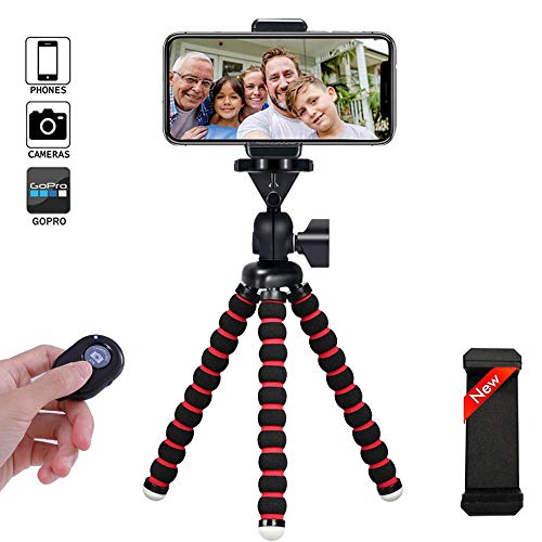 Trípode para teléfono, portátil y Flexible, Soporte para cámara con Mando a Distancia inalámbrico y Clip Universal para Smartphone, Android, cámara, cámara Deportiva, GoPro