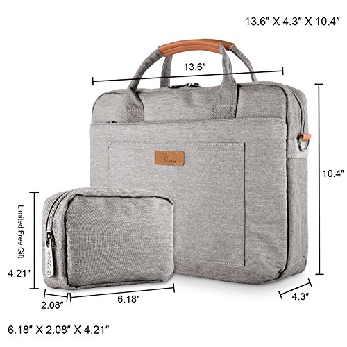 E-Tree 13-13.3 zoll laptoptasche Aktentaschen Handtasche Tragetasche Schulter tasche notebooktasche Laptop sleeve laptop hülle für bis zu 13-13.3 zoll Laptop Dell Alienware / Macbook / Lenovo / HP, Grau - 4