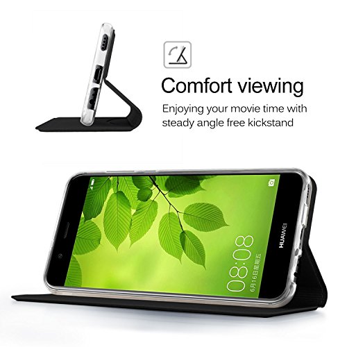 Huawei Nova 2 HÃ¼lle KuGi Huawei Nova 2 Flip Bookstyle Kompletter Schutz Mit Magnetverschluss und Standfunktion Tasche Etui Cover Case SchutzhÃ¼lle fÃ¼r Huawei Nova 2 Smartphone (Schwarz)