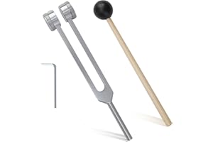 TIETOY 128hz Tuning Fork with Silicone Hammer, Stainless Steel Medical Tuning Forks for Healing DNA Repair Healing Balancing Healers Vibration Sound Therapy, Sound Healing Instruments