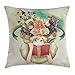 Produktbild Alfreen 18"X18" No Pillow Insert Fantasy Dekokissen Kissenbezug for Sofa Couch, Creative Girl Reading with Medieval Castle Fly Roses Bird Dream World Print, Multicolor