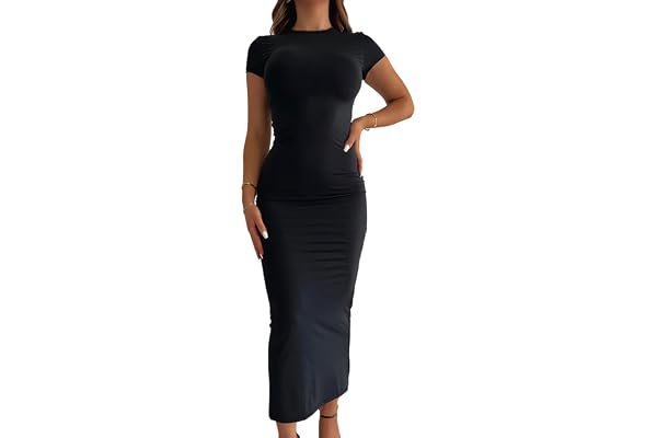 Hanaoops Damklänning Kortärmad Sommarklänning Sexig Maxi Bodycon Cocktailklänningar Fest Semester Hav Kväll