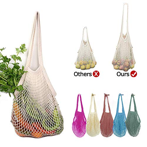 Bolsas Reutilizables Compra Malla, Bolsa Algodón Rejilla Lavable para Fruta/Verduras/Juguetes--5Pack