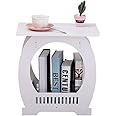 Youyijia Side Table Small Bedside Table with Storage Shelf Basket Multi-function White Bedside Table Night Stand Storage Shelf for Bedroom Living Room 43.5x30x46CM