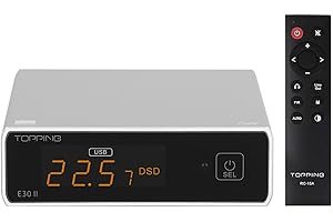 KGUSS Topping E30II Lite Préampli DAC – AK4493S Hi-Res XMOS XU208 DAC 32 bits/768 kHz DSD512 DSD Mode direct pour USB/Coaxial/Opt Inputs RCA HiFi stéréo décodeur audio numérique (Argent)