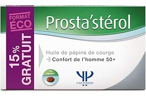 Yves Ponroy Prosta’stérol – complément alimentaire Homme - prostate et confort urinaire – huile de pépin de courge titrée en phytostérol, zinc, pollen – Yves Ponroy 120 capsules