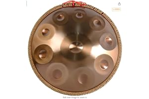 WYZCHDM Handpan Drum Instrument In D Minor 22 Inches Steel Hand Pan Drums, 432 hz Steel Drum Hand Pan, With Handpan Bag, Drum Tripod, For Professional Audio Production 10Tones Brown