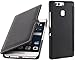 Produktbild StilGut Book Type Case mit Clip, Hülle Leder-Tasche für Huawei P9. Seitlich klappbares Flip-Case aus Echtleder für das Original Huawei P9, Schwarz