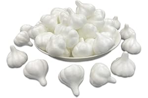 LAIIQI 30Pcs Realistic Mini White Fake Garlics,Simulation Lifelike Garlics,Artificial Fake Vegetables Garlic Model for Photoshoot Props Home Kitchen Party Decoration