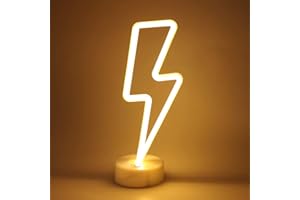 EAAERR Neon segni della luce LED segni al neon fulmine lampade Decor batteria/USB alimentato Night Lights con piedistallo luce per Natale, festa di compleanno, soggiorno, camera da letto, tavolo per bambini